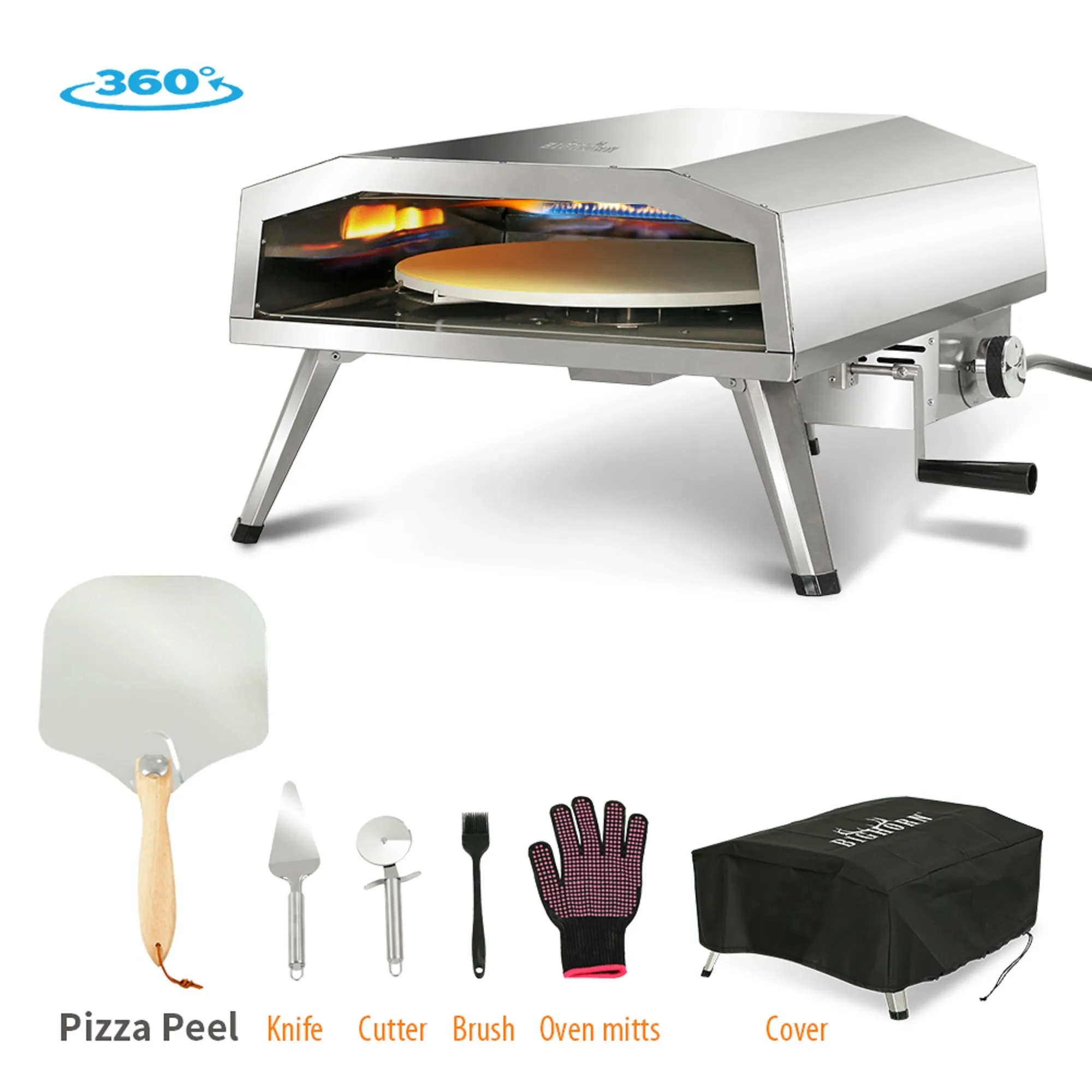 16'' Outdoor Propane Pizza Oven with Rotating Pizza Stone