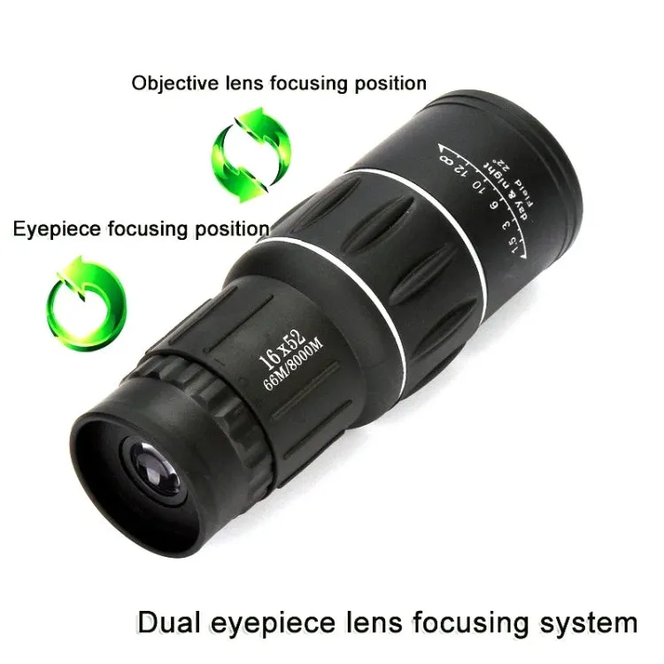 16x52 High Definition Outdoor Bird Viewing Monocular Telescope, Spec: Prism Simple