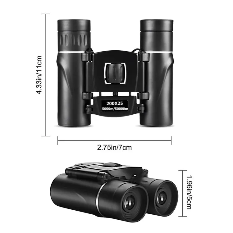 500 x 25 With Phone Clip HD Powerful Folding Binoculars for Hunting Outdoor Camping