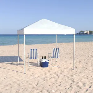 Allyson 8'x8' White Outdoor Pop Up Event Slanted Leg Canopy Tent w/Carry Bag