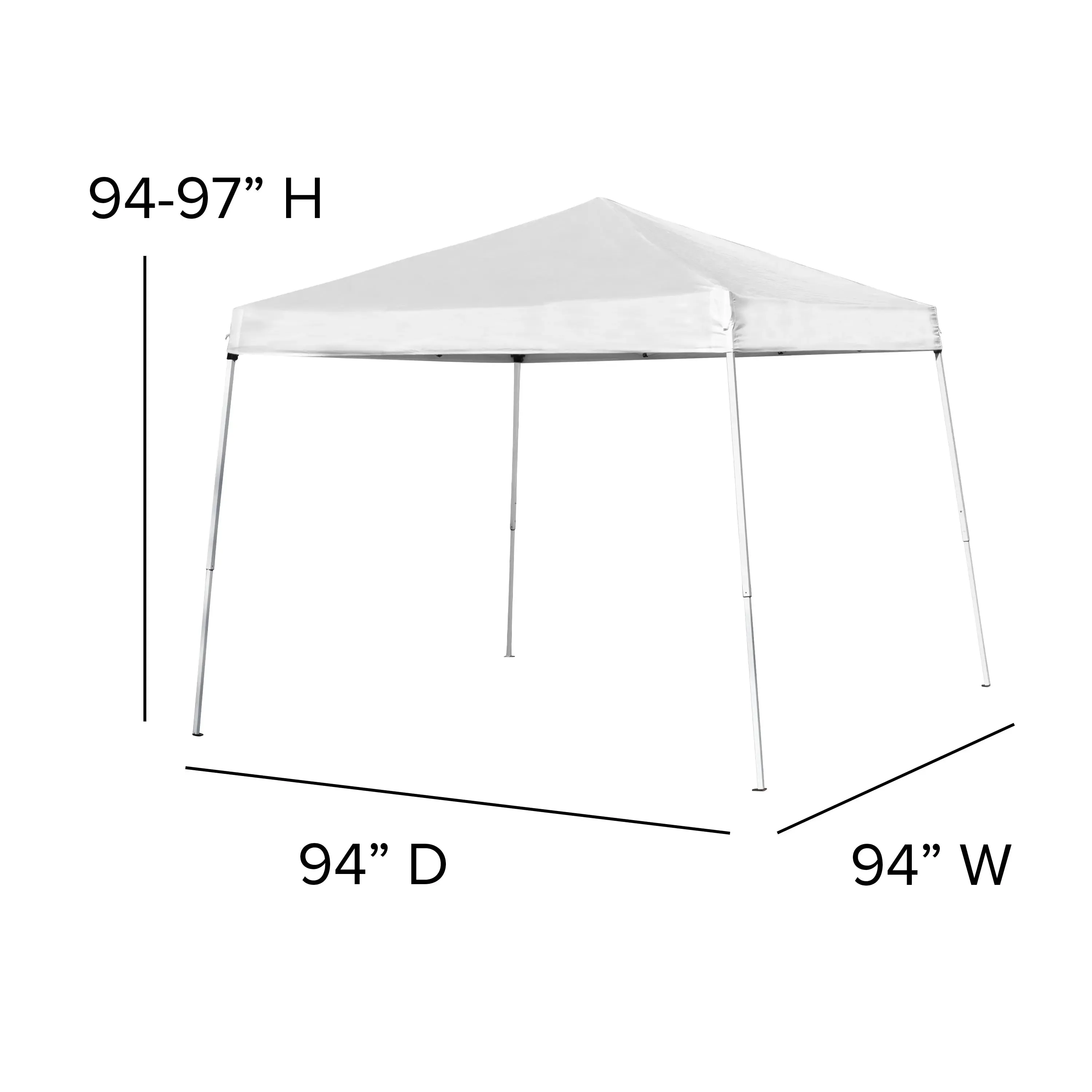 Allyson 8'x8' White Outdoor Pop Up Event Slanted Leg Canopy Tent w/Carry Bag