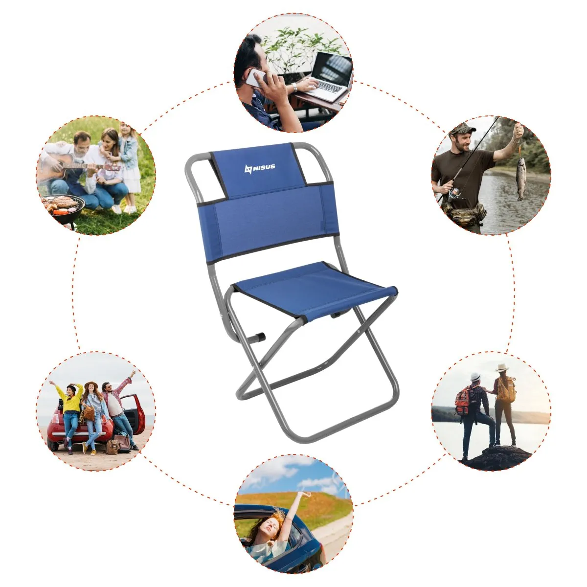 Back Support Folding Chair for Camping and Outdoor