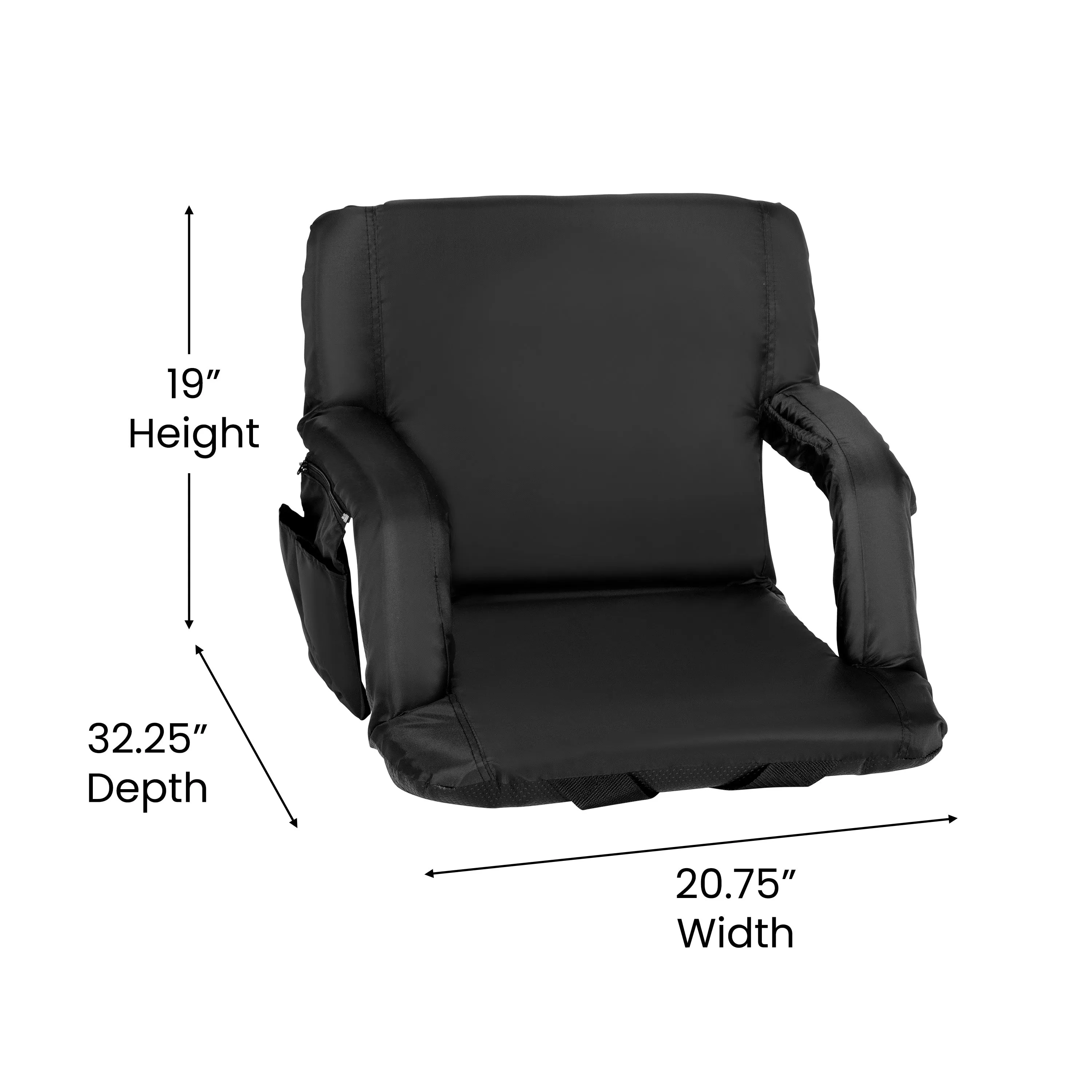 Black Reclining Stadium Chair FV-FA090-BK-GG