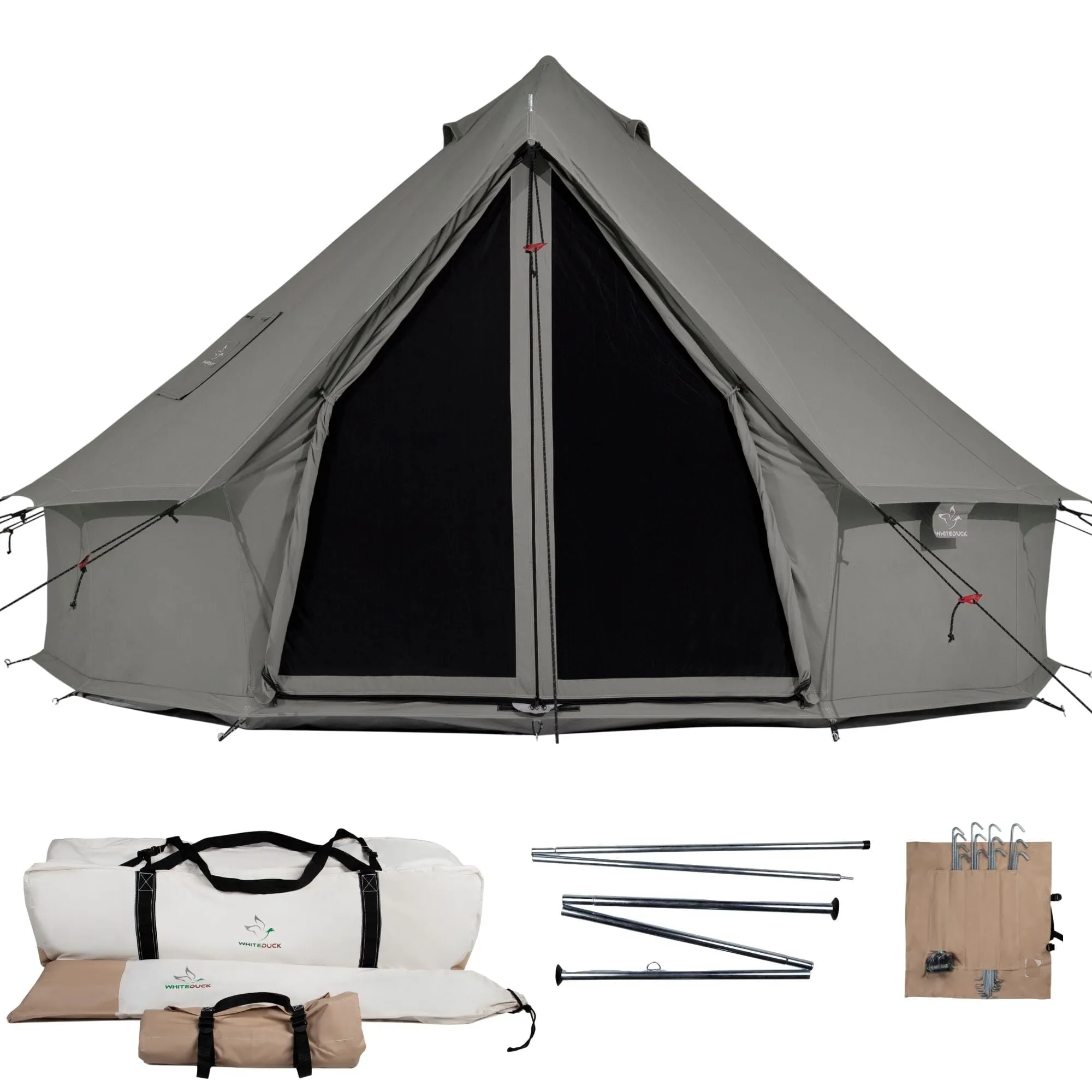 classic Regatta Canvas Bell Tent, 360 Mesh, Sandstone Beige, 13', Water Repellent Glamping Yurt