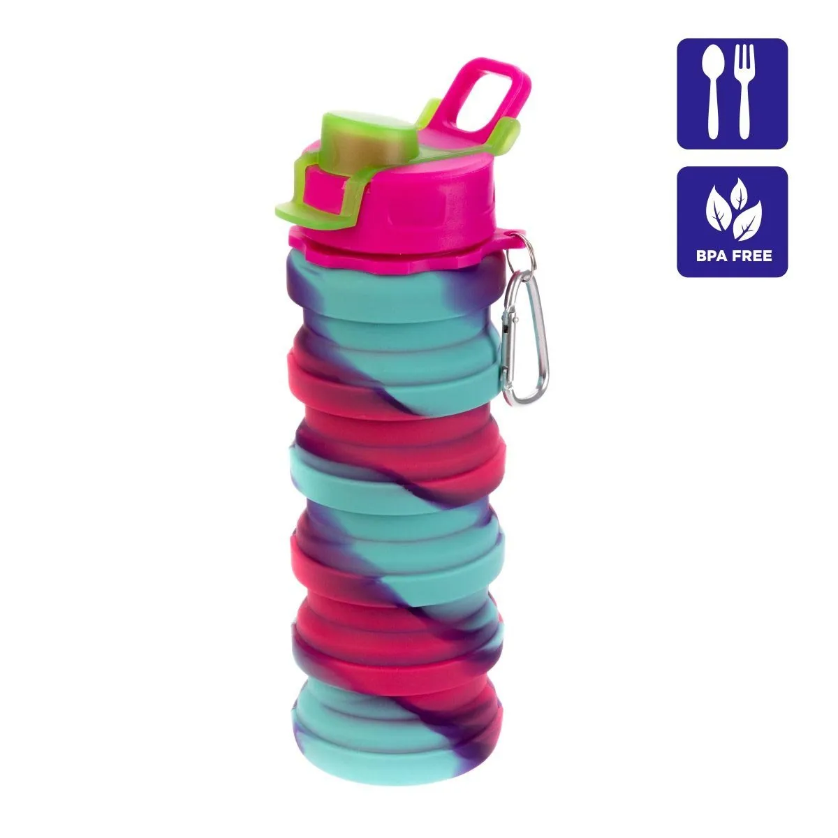 Collapsible Silicone 16 oz Water Bottle for Travel, Gym, Camping, Hiking, Fishing and More