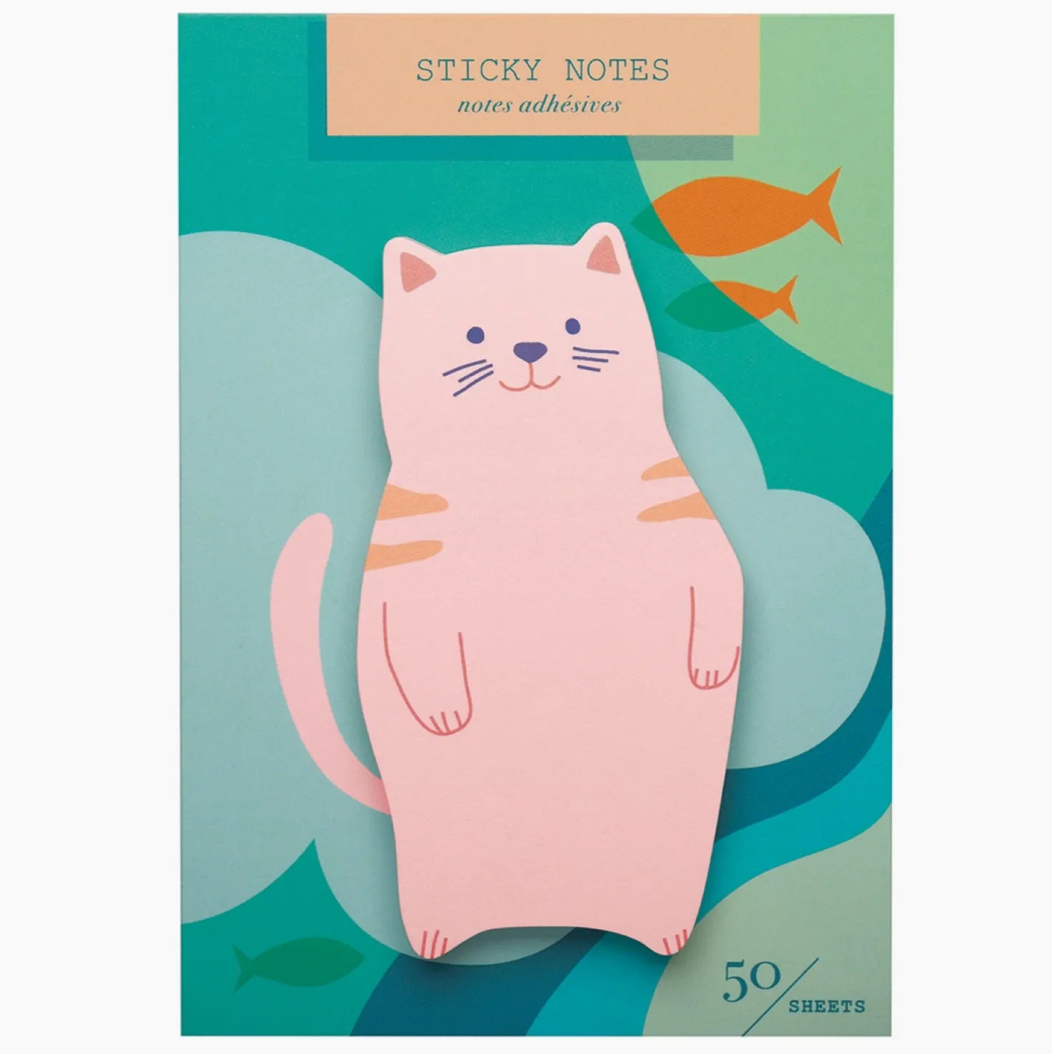 Die Cut Sticky Notes - Gone Fishing Kitty