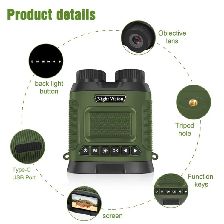 DT29 3 inch IPS Screen Binoculars Digital Binoculars Night Vision(Green)