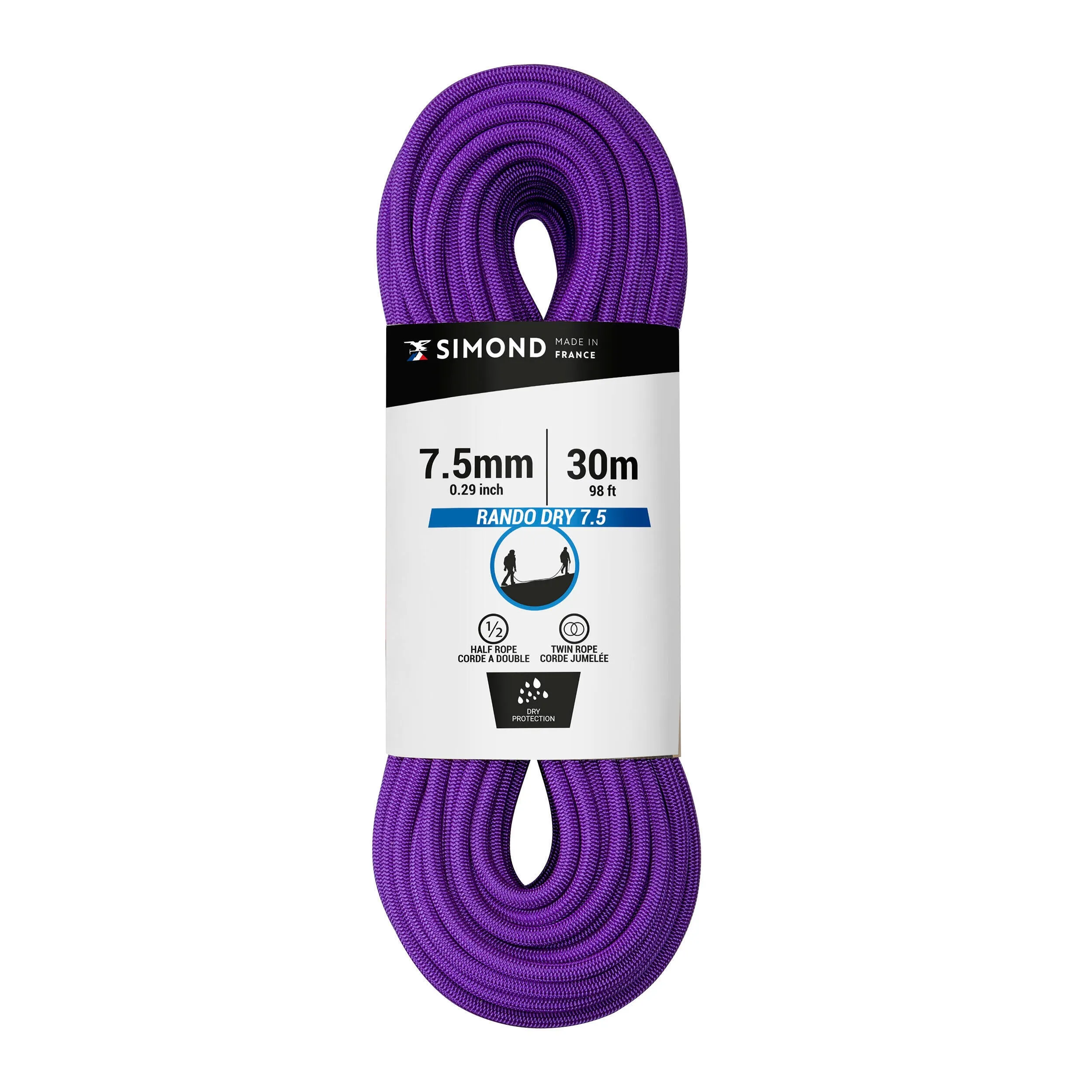 Hiking rope Simond Rando Dry, purple