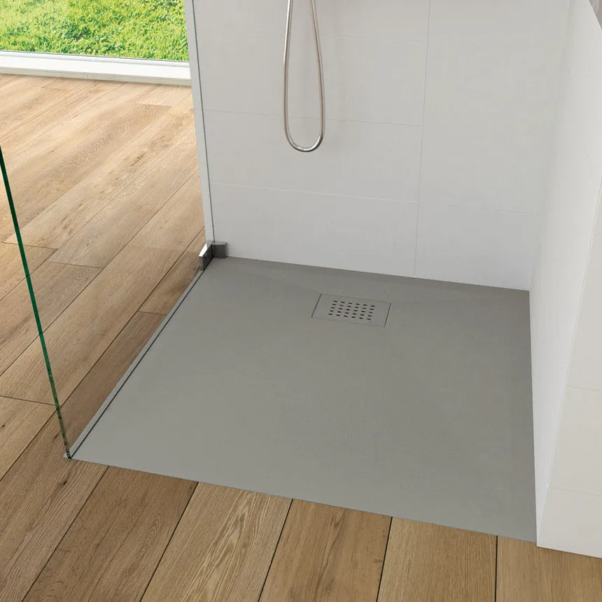 KineSurf Plus Rectangle Shower Trays Textured Grey with Colour Match Waste - choice of size