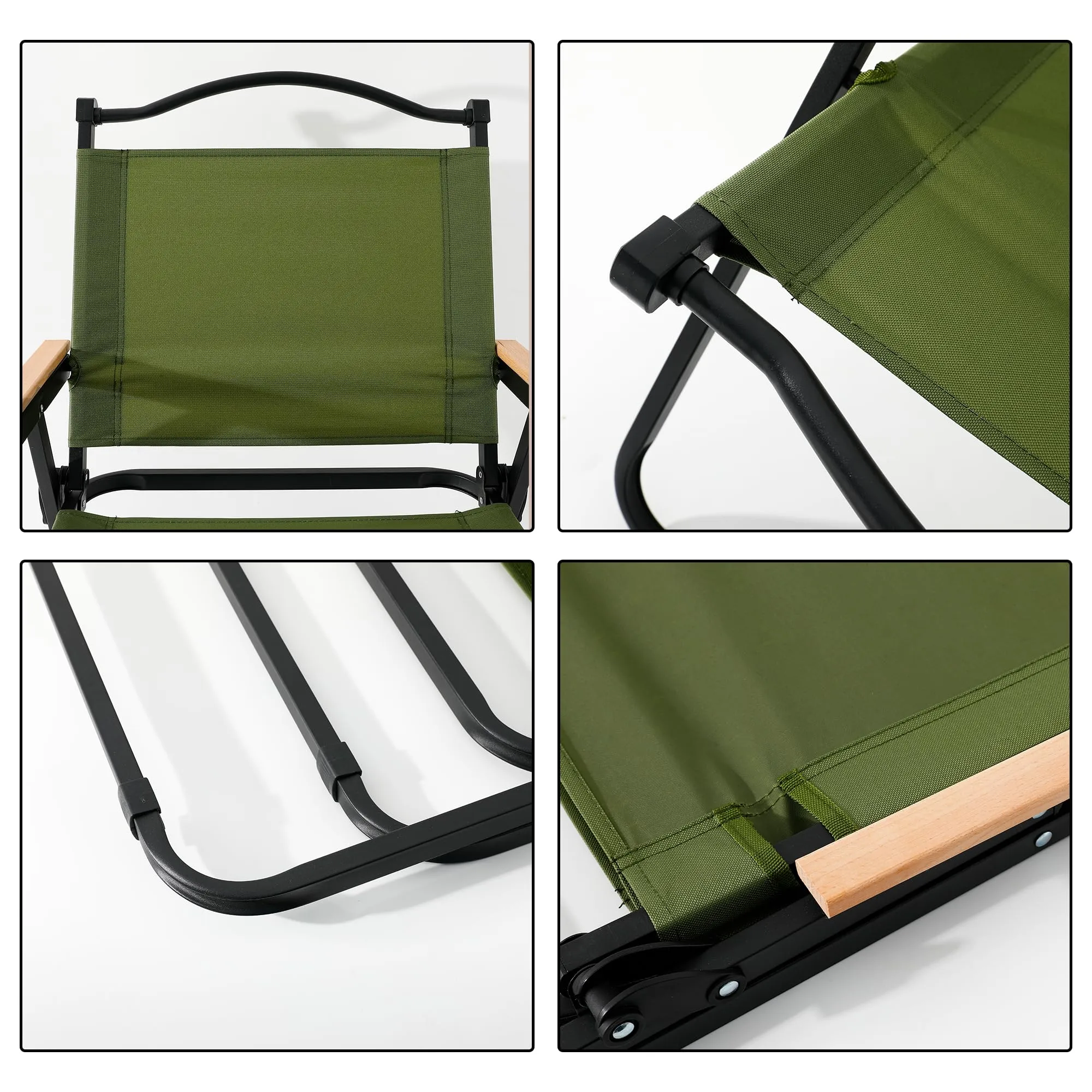 Kuber Industries (Set of 3) Portable & Foldable Chair for Travelling - Camping Cloth Kurchi for Outdoor Beach & Home Aram - Green