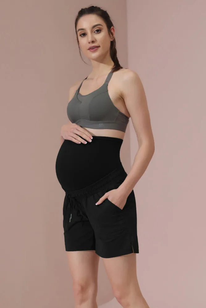 Maacie Maternity Black Quick Dry Waterproof 5" Workout Hiking Sports Shorts Outdoor Casual