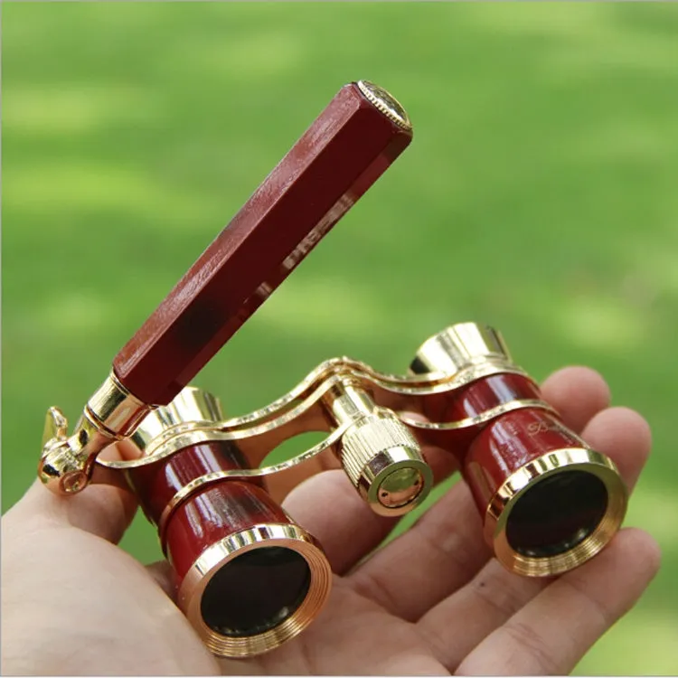 Metal 3 X 25 Lady With Handle Chrome Double Cylinder Telescope(Wine red)