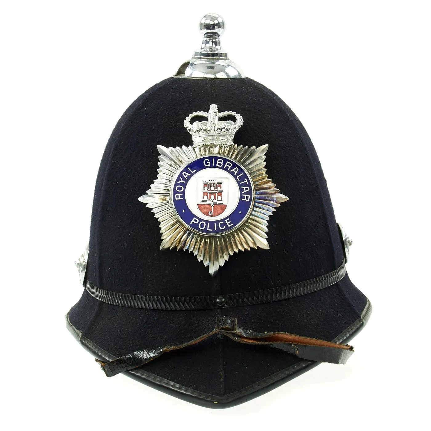 Original British Bobby Police Ball Top Helmet from the Royal Gibraltar Police c. 1960 - 1970