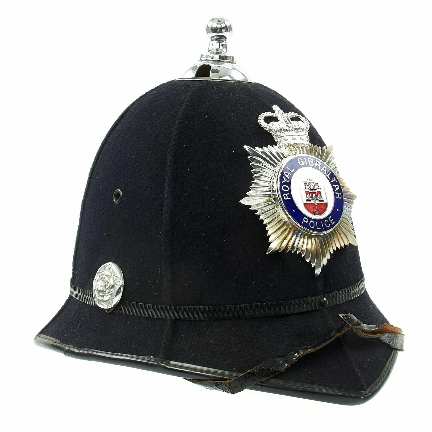 Original British Bobby Police Ball Top Helmet from the Royal Gibraltar Police c. 1960 - 1970