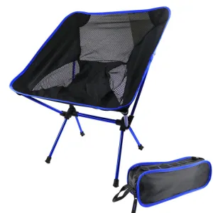 Outdoor Camping Lounge Beach Portable Folding Chair(Dark Blue)