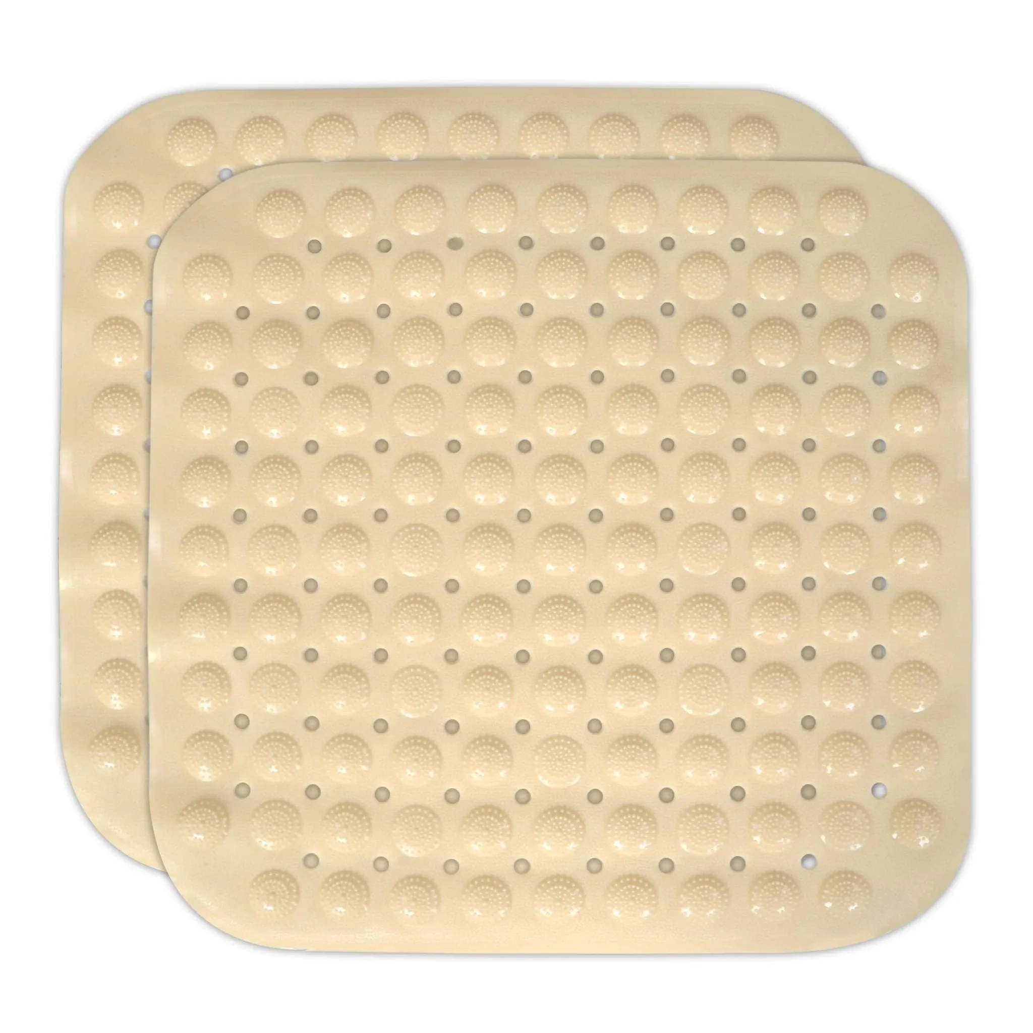 PVC Shower Mat Anti-Slip with Massage Acupressure Points, 48x48 cm, Beige