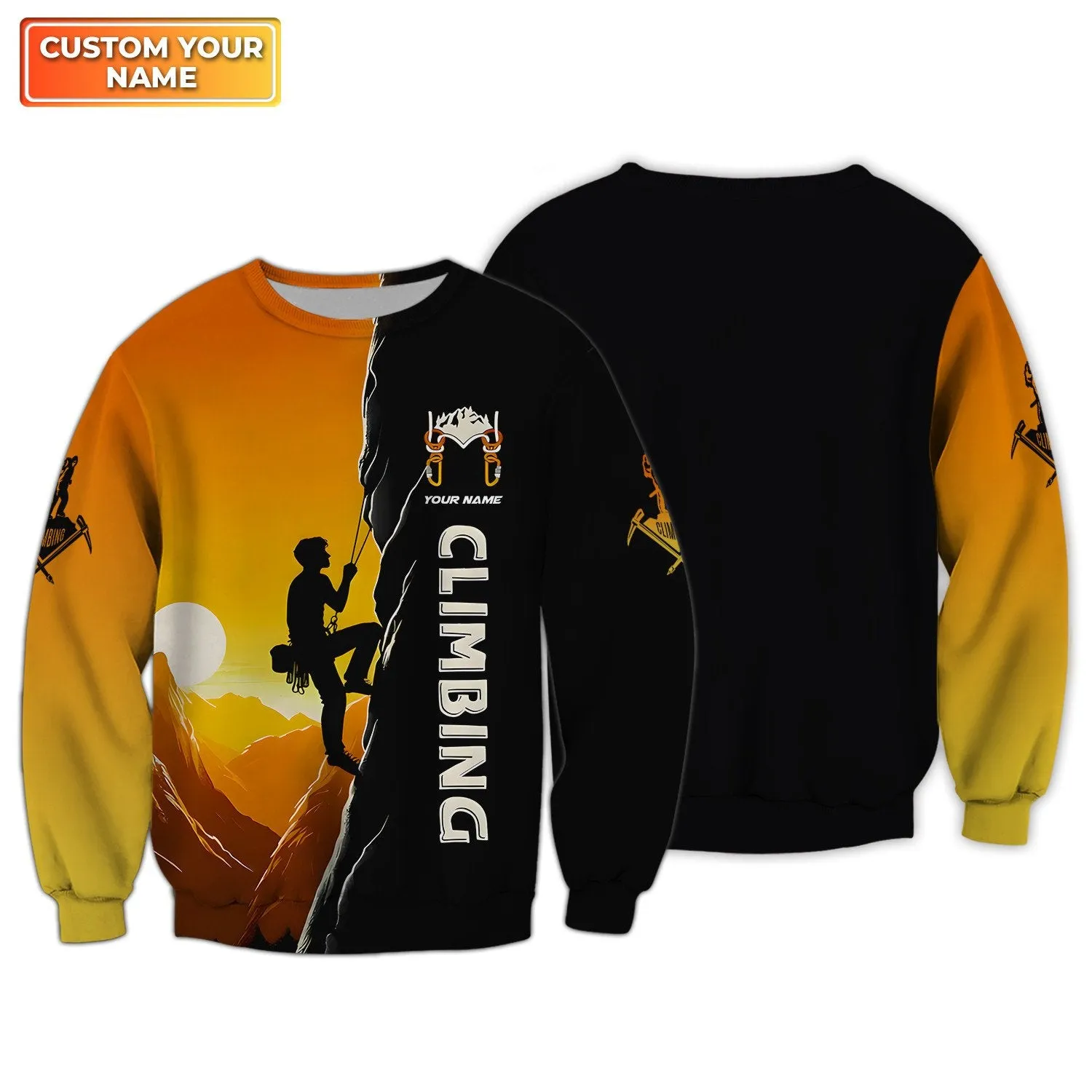 Rock Climbing Personalized Name 3D Sweatshirt Custom Gift For Climbing Lovers