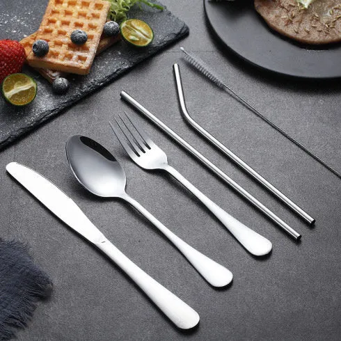 Travel Utensil Set, Portable Traveling, Straw, Fork, Knife, Spoon, Chopsticks, Reusable Utensils, Cutlery Set, Plastic Free, Camping, Case