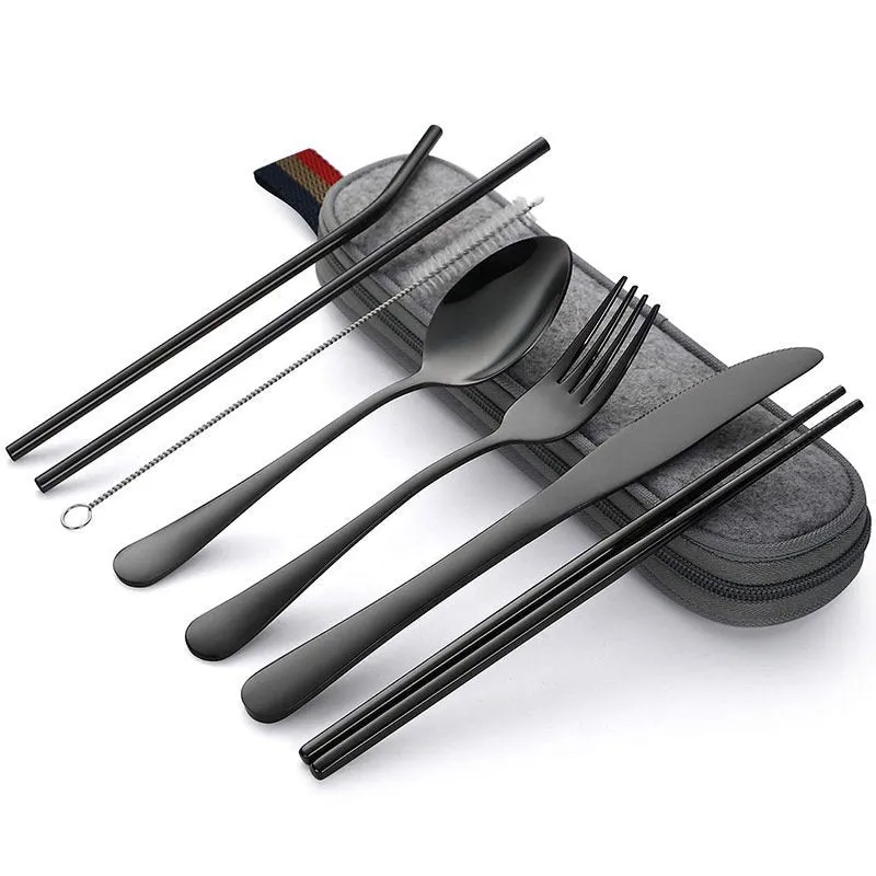 Travel Utensil Set, Portable Traveling, Straw, Fork, Knife, Spoon, Chopsticks, Reusable Utensils, Cutlery Set, Plastic Free, Camping, Case