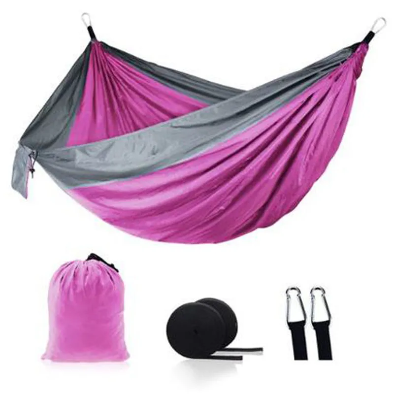 Ultralight Outdoor Camping nylon Hammock Sleep Swing Tree Bed Garden Backyard Furniture Hanging Double Hammock Chair Hangmat