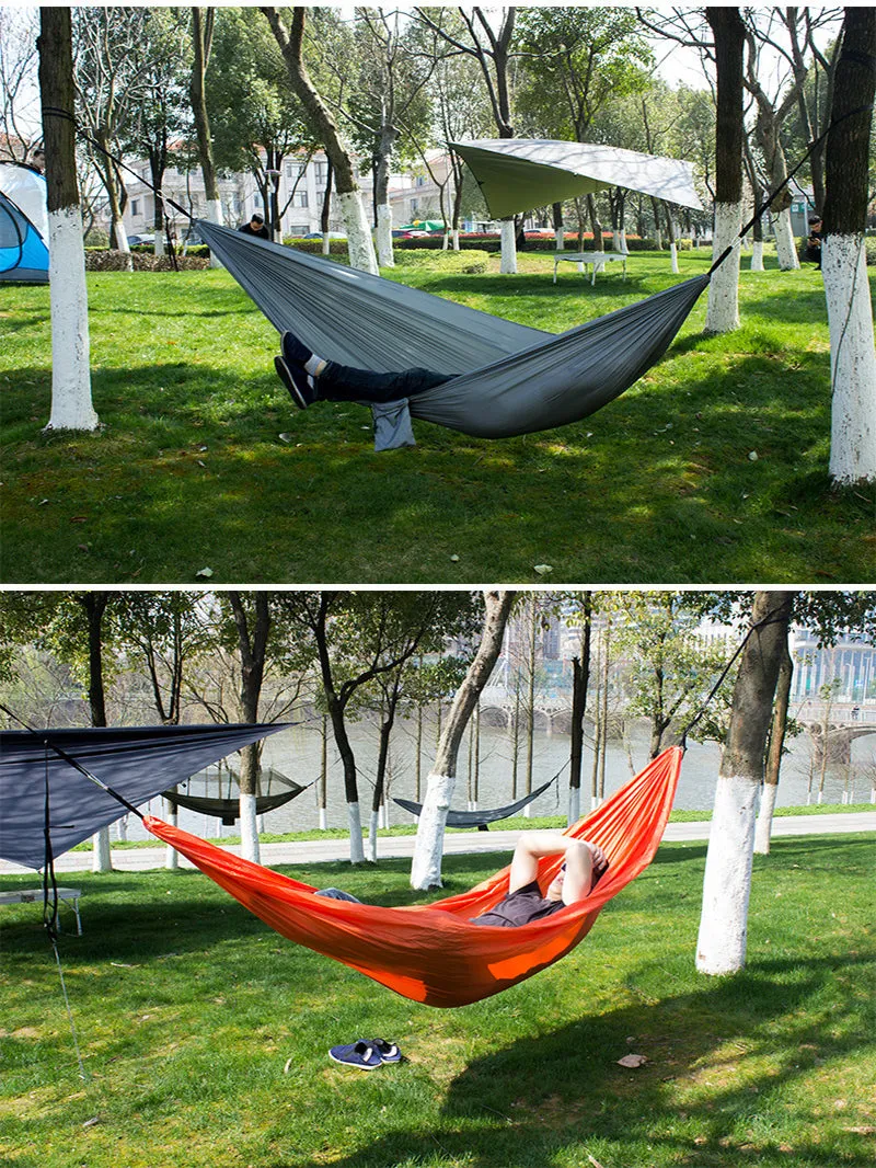 Ultralight Outdoor Camping nylon Hammock Sleep Swing Tree Bed Garden Backyard Furniture Hanging Double Hammock Chair Hangmat