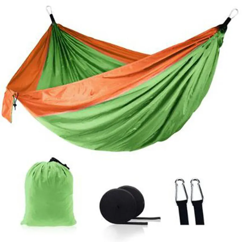 Ultralight Outdoor Camping nylon Hammock Sleep Swing Tree Bed Garden Backyard Furniture Hanging Double Hammock Chair Hangmat