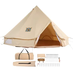 versatile Canvas Bell Tent 5m/16.4ft 4-Season Camping Yurt Tent with Stove Jack