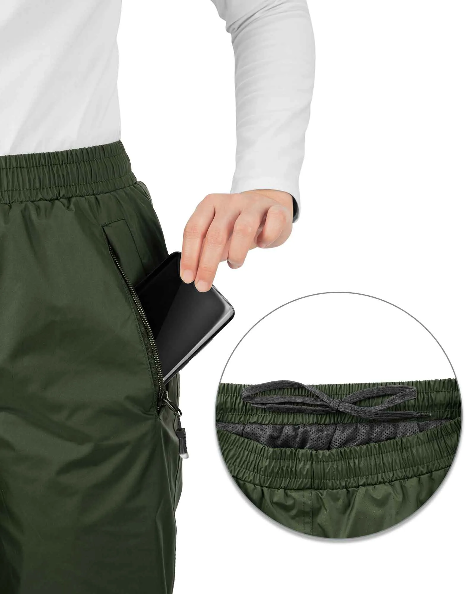 Women's Rain Pants with Reflective and Adjustable Design: 0.55 lbs 5000mm W/P Index 5000 Level Breathable